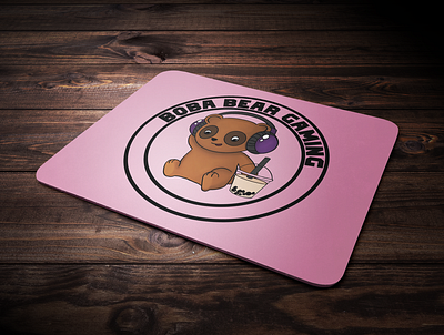 Boba Bear Gaming Mouse Pad Mockup branding design illustration logo vector