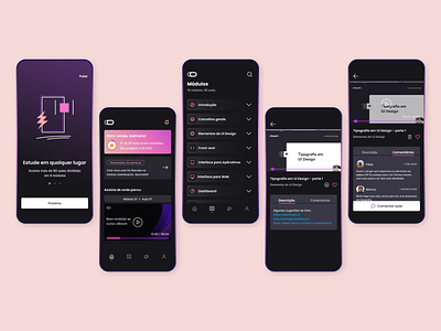 UI boost - education app app appinterface classes dark darkui education educational mobile progress student study ui uiboost videos visualdesign