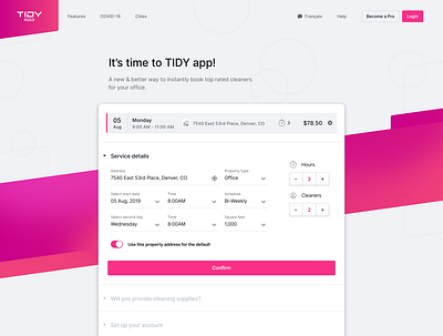 Office cleaning coming to TIDY app version 2.0 app branding cleaning service cleaningapp homecleaning mobile ondemand tidy tidyapp ui web