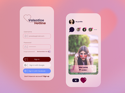 Valentine App app dating design ui valentine