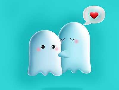 Ghost love 3d design graphic design illustration