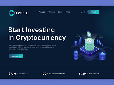 Cryptocurrency landing page design cryptocurrency dribbble landing page nft ui userinterface userinterfacedesign uxdesign