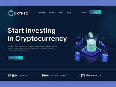 Cryptocurrency landing page design