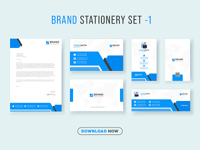 Corporate Brand Identity Set and Stationery Pack Design ads banner branding business card corporate design facebook cover graphic design id card identity instagram letterhead logo print social stationery template web banner