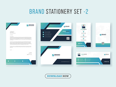 Business Brand Identity Set and Stationary Pack Design Template branding business business card corporate facebook cover graphic design id card identity letterhead logo minimalist mockup new print social stationery template vector