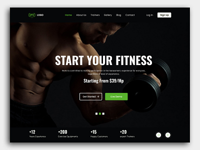 Fitness Web Landing Page Design app ui fitness gym healthy hero section homepage interface landing page product design ui ui design ux web web design website design workout yoga