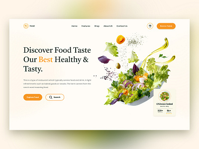 Restaurant Web Home Page: Food Order Website Design delivery food food app food delivery service food order fruit healthy hero section home page interface landing page minimalist restaurants trendy ui ui design uiux ux webdesign website design