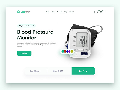 Medical Equipment and Health Care Design aesthetic blood pressure device digital solution equipment health health app healthcare hero section home supplies landing page medical app medical supplies medications medicine product medicine service online medicine pharmacy visual identity web application