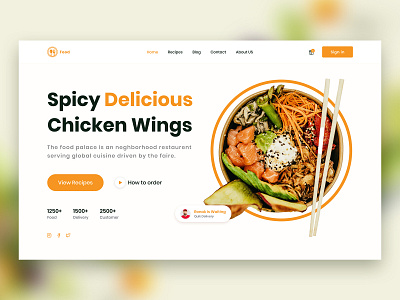 Food Web Home Page: Restaurant Order Web Design delivery food food app food delivery service food order fruit healthy hero section home page interface landing page minimalist restaurants trendy ui ui design uiux ux webdesign website design