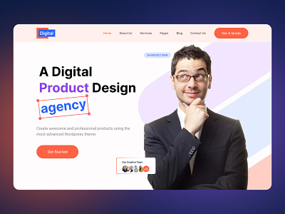 Digital Product Agency Website Design creative agency design agency design service design team digital agency digital marketing digital product hero section homepage landing page marketing marketing solution promotion startup ui ui design ux web web design website design