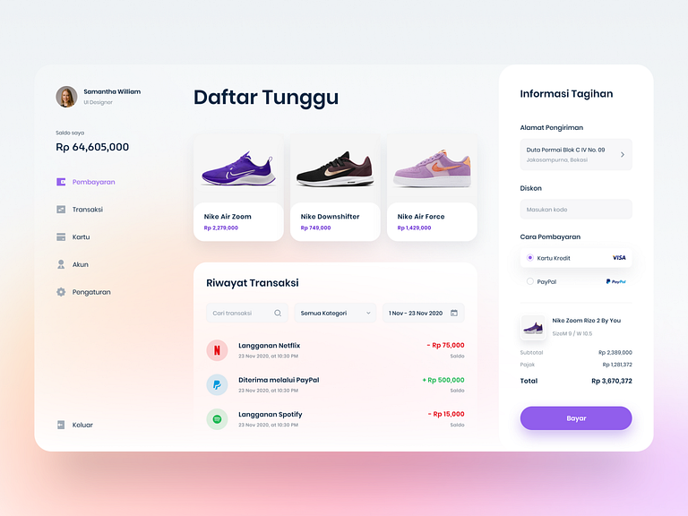 Payments Dashboard - UI by Johar Paperpillar for Paperpillar on Dribbble