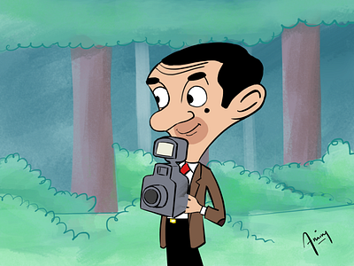 MR BEAN WITH CAM 2d 2d art animation art cartoon cartoons hand drawn handdrawn illustration krita