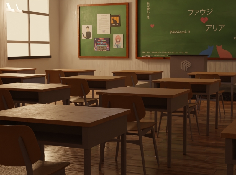 3d Japanese Classroom By Zizipao On Dribbble
