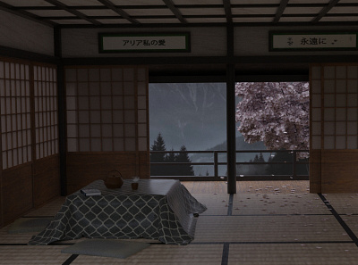 Old Japanese Interior 3d art 3d artist aesthetic anime assassins blender blender 2.8 interior interior design interiordesign lightroom old room