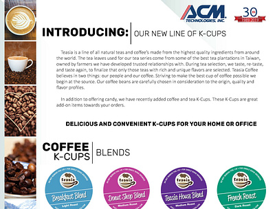 ACM Coffee Kcup and Teakcup Brochure coffee flyer flyer marketing design promotional design