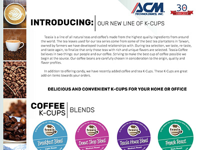 ACM Coffee Kcup and Teakcup Brochure coffee flyer flyer marketing design promotional design