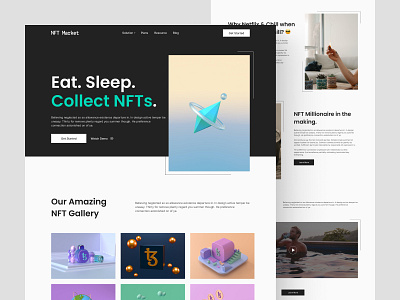 NFT Market - Landing Page bitcoin crypto crypto currency landing page light theme market place nft nftmarketplace nfts purchase sell nft token trendy design ui uiux ux ux design web landing page