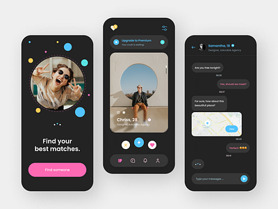 Mobile Dating app - Design Concept chat system dating dating application design graphics inspirations insta mobile app mobile ui samdesigns trendy trendy ui ui uiux userinterface ux