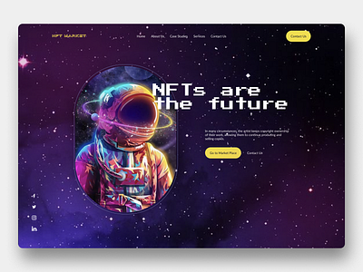 NFT Market Place - Landingpage concept blockchain branding landingpage landingpage design market nft nft market redesign responsive trendy trendy designs ui uiux ux uxui web webpage website website design