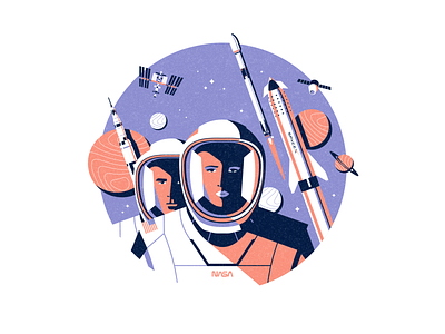 NASA animation character flat illustration international space station iss minimal nasa ronen cohen space spaceship spacex starship vector