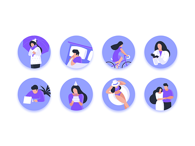 Roomme Icons Set app branding character design flat icon illustration ui ux vector