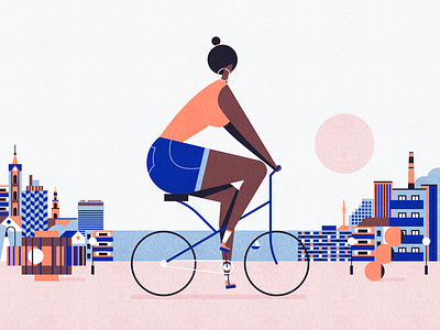 Tel Aviv animation art beach bike black bycicle character city city guide design flat illustration minimal ronen cohen tel aviv vector