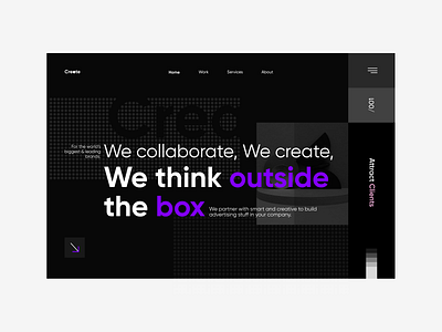 Create - Design Agency agency webpage ui agency website app create dark theme design ui uiux ux webpage website