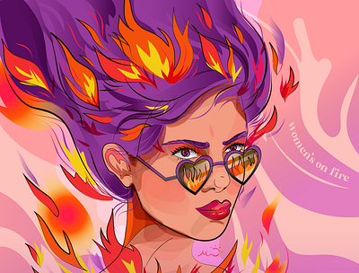 Women's on fire design illustration