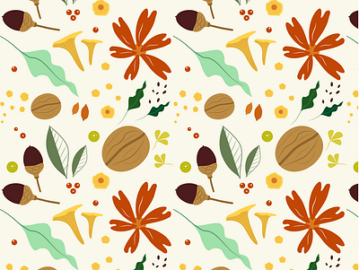 Forest Gifts autumn autumn leaves fall flat forest illustration leaves muchroom pattern