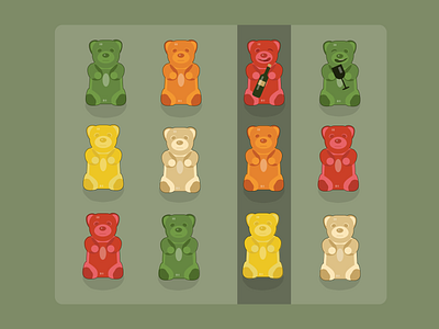 The Secret Life Of Gummy Bears bright color candy gummy bear haribo illustration postcard poster art wine