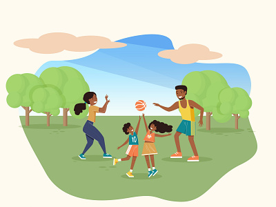 Family activity activity afro art ball black people illustraion nature outdoor play smile smiling vector vector illustration vectorart
