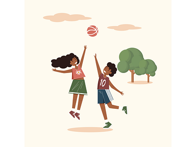 Boy and girl playing ball activities activity african african american afro art childrens illustration design diversity flat flat illustration graphic design illustration illustrator tolerance vector vector illustration vectorart