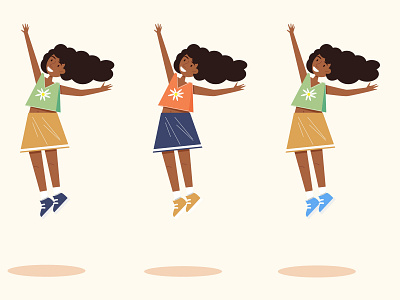 Girls power activities african american african woman afro black girl diversification flat design girl illustration graphic design illustrator interracial jumping game character pink color smiling face tolerance vector illustration vectorart woman illustration