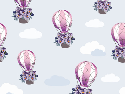 Violet aerostat pattern aerostat airplan atmosphere balloons blue sky card clouds floating flying hot air balloon pattern a day pattern art sky skywalker vector illustration vectorart