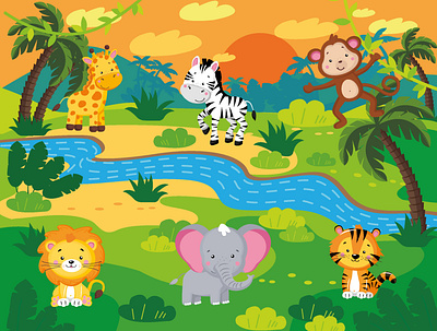 Jungle animals art children illustration cute graphic design illustrator toy design vector vector illustration vectorart