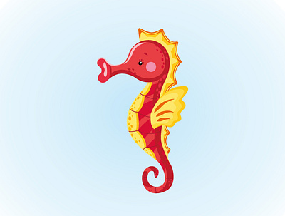 2/6 adobe adobe illustrator animal art artist children illustration cute design drawing fish graphic design illustration illustrator little red sea seahorse vector vector illustration vectorart