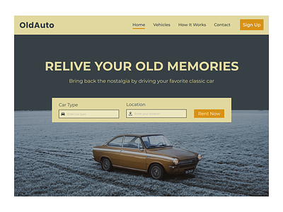 OldAuto - Classic Car Rental Landing Page Exploration car carrental classic classiccar rent rental ui web website