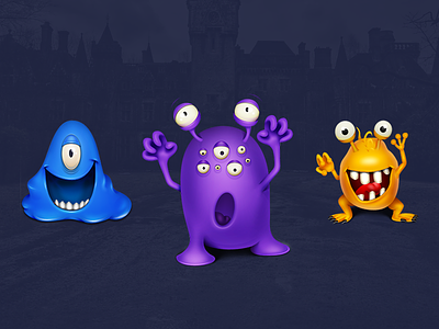 Monster Hunt app cartoon game icons illustration monsters