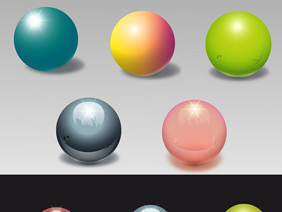 A set of three-dimensional balls made of different materials