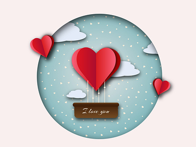 Greeting card v day abstract background circle cloud design graphic graphic design graphicdesign heart illustration love papercut romance romantic valentinesday vector