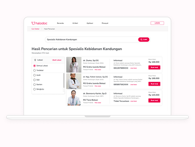 Halodoc Doctor Search Result Page