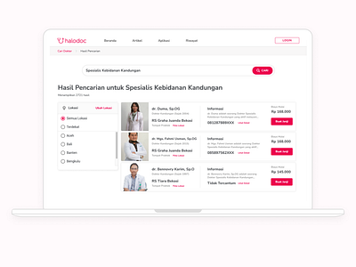 Halodoc Doctor Search Result Page