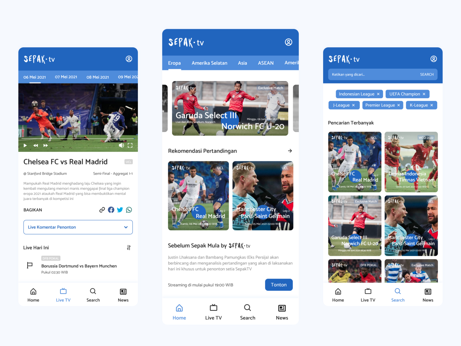 Football Live Streaming App by Jainudin A on Dribbble