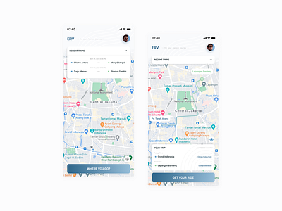 ERV : Ride-Hailing App app application design digital product ui ui design ux