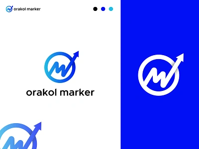 Orakol Marker O M and arrow concept arrow branding creative develop digital illustrator letter logo logo logo inspirations mark marketer marketing minimal monogram om om logo rising talent up vector