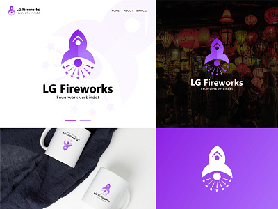 LG Fireworks branding creative fire fireworks folio logo inspirations mark minimal modern shop ui vector