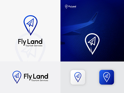 Fly Land Logo Concept bird brand branding concept creative flying illustration land locate location logo logo inspirations mark minimal minimalist vector wave white