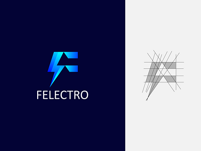 Electric sign with F Letter Logo blue brand guidelines brand identity branding color creative dribbble electric f letter gradient graphic design grid logo logo inspirations mark minimal motion graphics sign