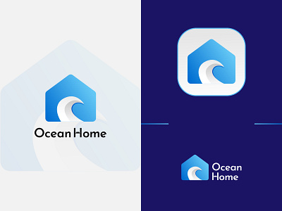 Ocean and Home Logo Concept abstract blue brand identity brand mark branding concept creative dribbble gradient guidelines home house logo inspirations logo mark minimal modern ocean sea vector wave