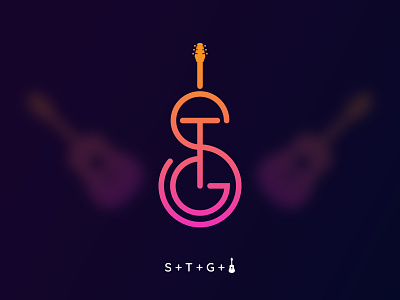 S T G and Guitar Logo Concept